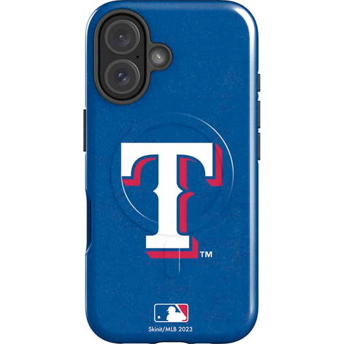 MLB Texas Rangers - Solid Distressed iPhone 16 Plus Magsafe Impact Case