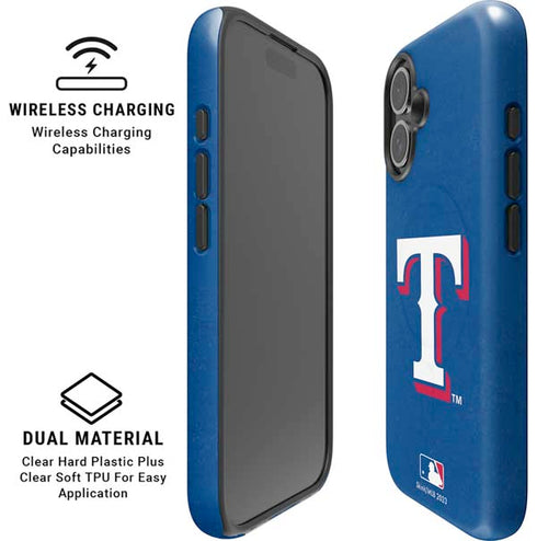 MLB Texas Rangers - Solid Distressed iPhone 16 Plus Magsafe Impact Case