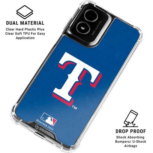 MLB Texas Rangers - Solid Distressed Moto G Power 5G (2024) Clear Case