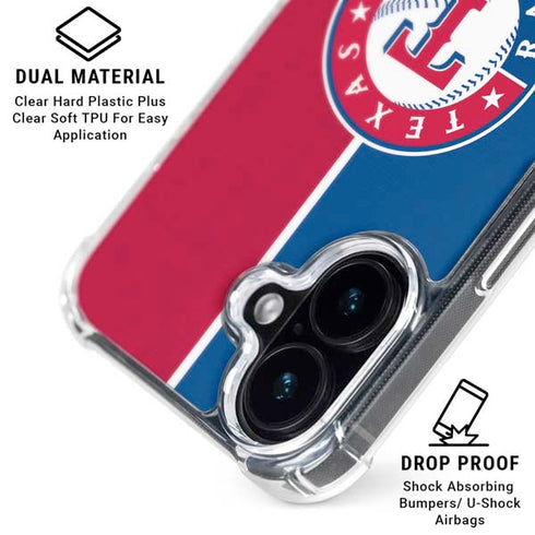 MLB Texas Rangers Split iPhone 16 Plus Clear Case