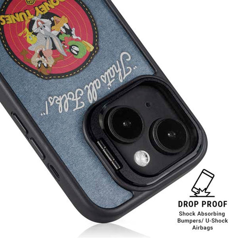 Looney Tunes Thats All Folks Patch iPhone 14 Plus Kickstand Case