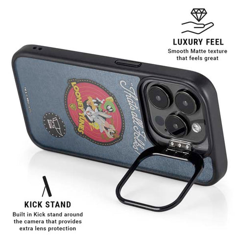 Looney Tunes Thats All Folks Patch iPhone 14 Pro Kickstand Case