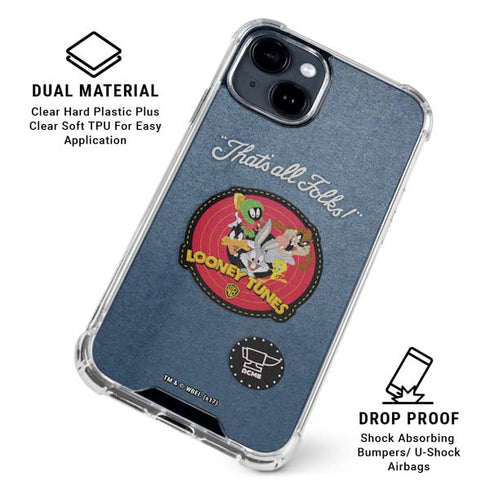 Looney Tunes Thats All Folks Patch iPhone 15 Clear Case