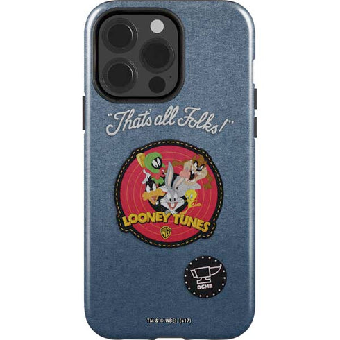 Looney Tunes Thats All Folks Patch iPhone 15 Pro Impact Case