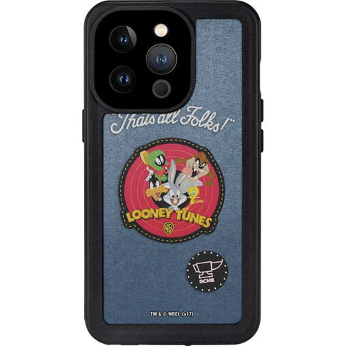 Looney Tunes Thats All Folks Patch iPhone 15 Pro Waterproof Case