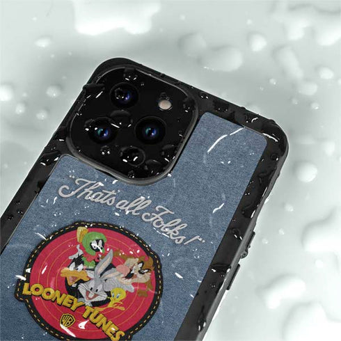 Looney Tunes Thats All Folks Patch iPhone 15 Pro Waterproof Case