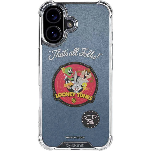 Looney Tunes Thats All Folks Patch iPhone 16 Clear Case