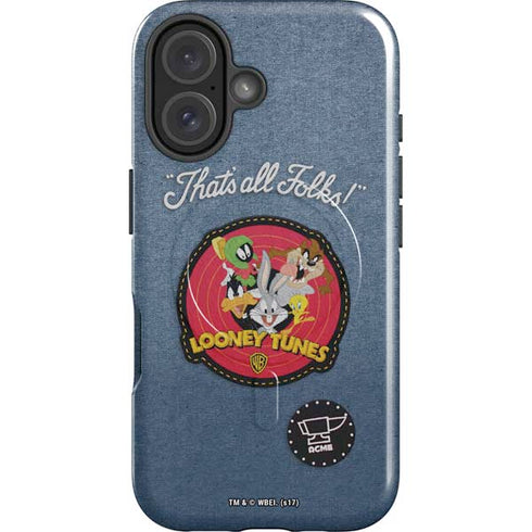 Looney Tunes Thats All Folks Patch iPhone 16 Magsafe Impact Case