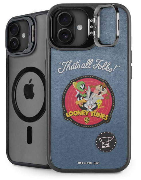 Looney Tunes Thats All Folks Patch iPhone 16 Plus Kickstand Case
