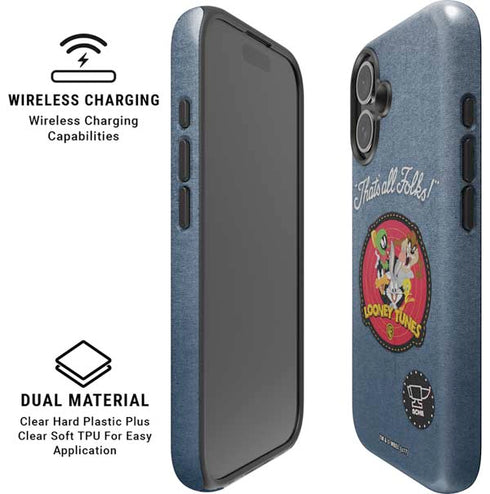 Looney Tunes Thats All Folks Patch iPhone 16 Plus Magsafe Impact Case
