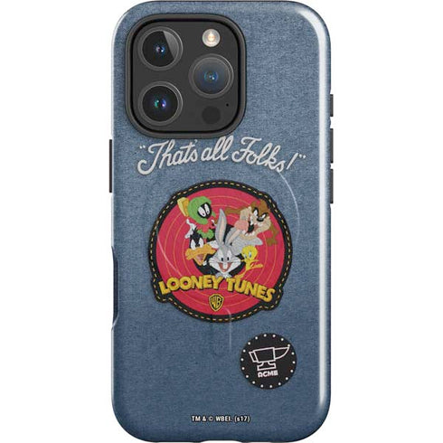 Looney Tunes Thats All Folks Patch iPhone 16 Pro Max Magsafe Impact Case