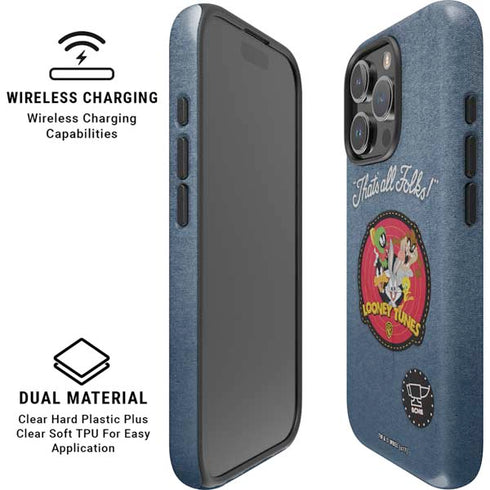 Looney Tunes Thats All Folks Patch iPhone 16 Pro Max Magsafe Impact Case
