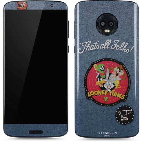 Looney Tunes Thats All Folks Patch Moto G6 Skin
