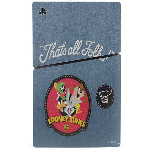 Looney Tunes Thats All Folks Patch PS5 Slim Digital Edition Console Skin