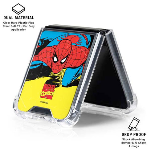 Marvel Classic Comics The Amazing Spider-Man Galaxy Z Flip7 Clear Case