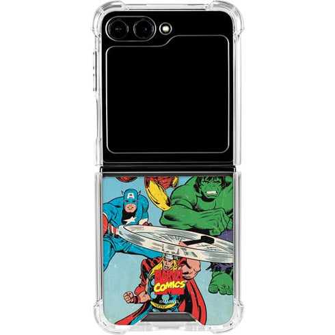 Marvel Classic Comics The Avengers Galaxy Z Flip6 Clear Case