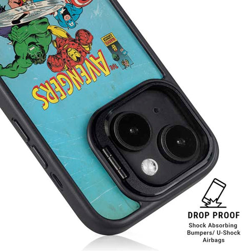 Marvel Classic Comics The Avengers iPhone 15 Kickstand Case