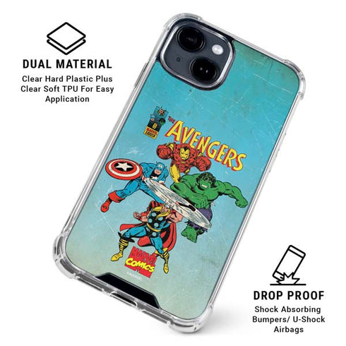 Marvel Classic Comics The Avengers iPhone 15 Plus Clear Case