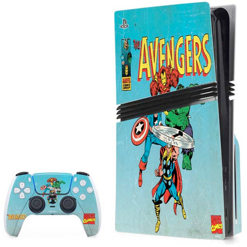 Marvel Classic Comics The Avengers PS5 Pro Disk Bundle Skin