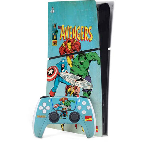 Marvel Classic Comics The Avengers PS5 Slim Digital Edition Bundle Skin