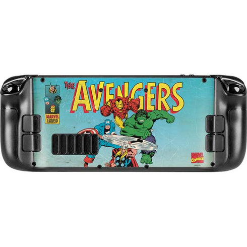 Marvel Classic Comics The Avengers Steam Deck Handheld Gaming Computer OLED Skin