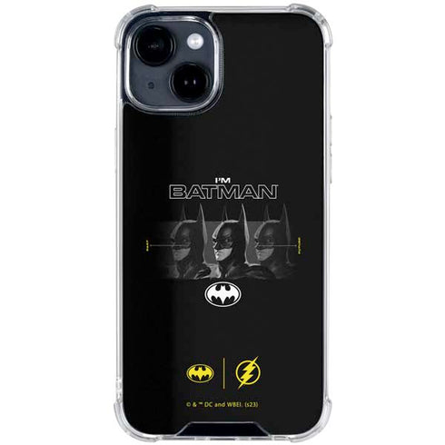 DC Comics The Flash Movie: I am Batman Past to Future iPhone 15 Clear Case