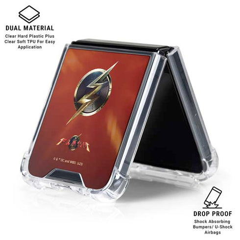 DC Comics The Flash Movie: Logo Poster Galaxy Z Flip7 Clear Case