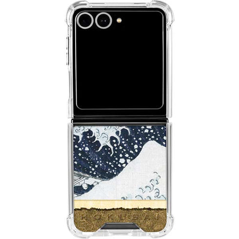 The Great Wave off Kanagawa by Hokusai Galaxy Z Flip7 Clear Case