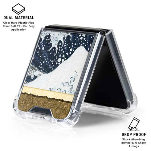 The Great Wave off Kanagawa by Hokusai Galaxy Z Flip7 Clear Case