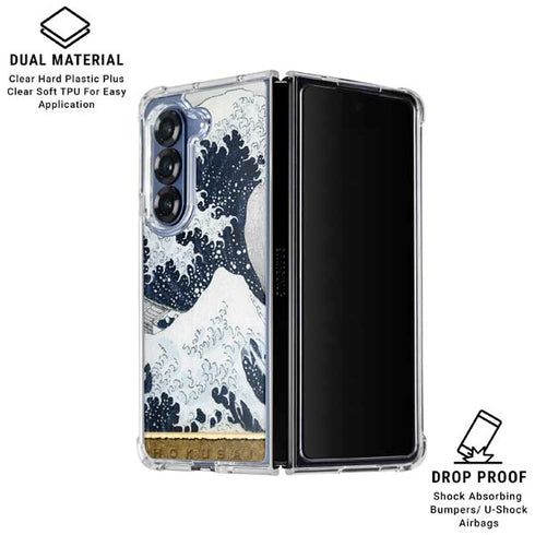 The Great Wave off Kanagawa by Hokusai Galaxy Z Fold6 Clear Case