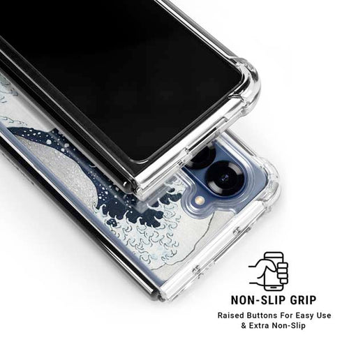 The Great Wave off Kanagawa by Hokusai Galaxy Z Fold7 Clear Case