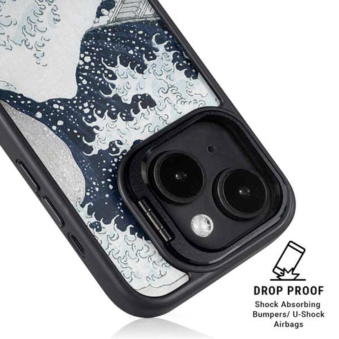 The Great Wave off Kanagawa by Hokusai iPhone 15 Plus Kickstand Case