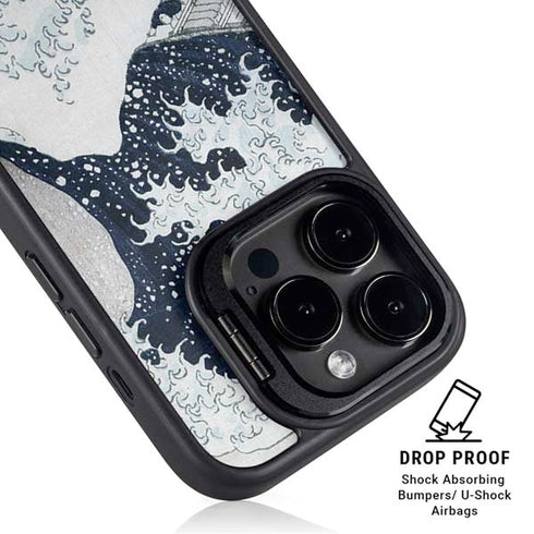 The Great Wave off Kanagawa by Hokusai iPhone 15 Pro Kickstand Case