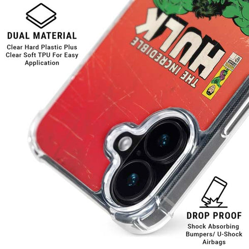 Marvel Classic Comics The Incredible Hulk iPhone 16 Clear Case