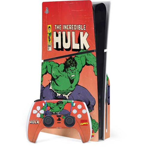 Marvel Classic Comics The Incredible Hulk PS5 Slim Disk Bundle Skin