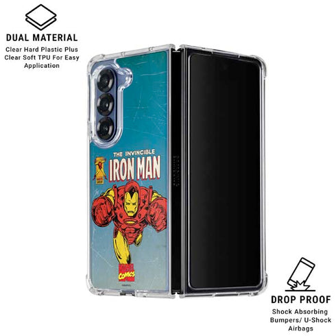 Marvel Classic Comics The Invincible Iron Man Galaxy Z Fold6 Clear Case