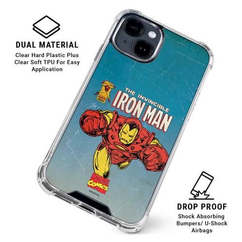 Marvel Classic Comics The Invincible Iron Man iPhone 14 Plus Clear Case