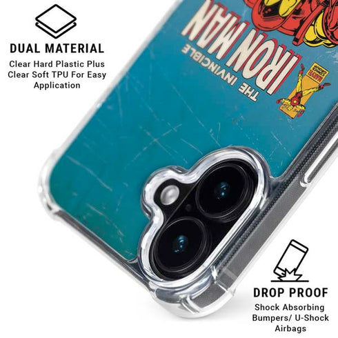 Marvel Classic Comics The Invincible Iron Man iPhone 16 Plus Clear Case