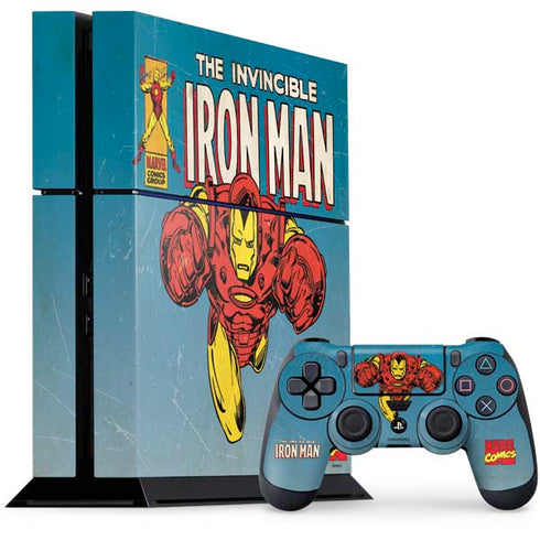 Marvel Classic Comics The Invincible Iron Man PS4 Console and Controller Bundle Skin