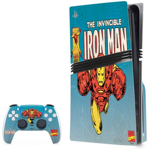 Marvel Classic Comics The Invincible Iron Man PS5 Pro Disk Bundle Skin