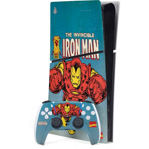 Marvel Classic Comics The Invincible Iron Man PS5 Slim Digital Edition Bundle Skin