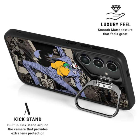 DC Comics The Joker Vintage Action pose pattern Galaxy S25 Kickstand Case