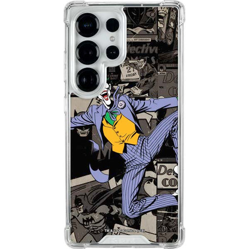 DC Comics The Joker Vintage Action pose pattern Galaxy S25 Ultra Clear Case