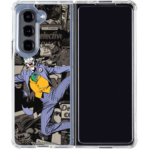 DC Comics The Joker Vintage Action pose pattern Galaxy Z Fold5 5G Clear Case