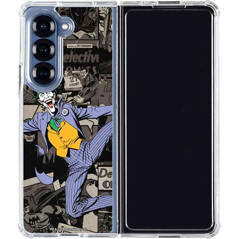 DC Comics The Joker Vintage Action pose pattern Galaxy Z Fold6 Clear Case
