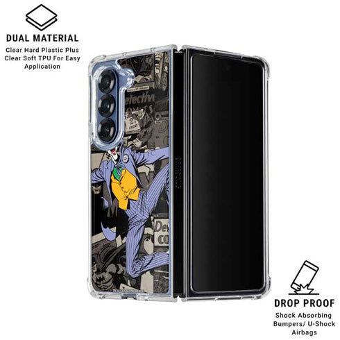 DC Comics The Joker Vintage Action pose pattern Galaxy Z Fold6 Clear Case