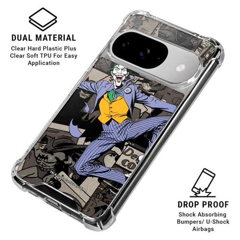 DC Comics The Joker Vintage Action pose pattern Google Pixel 10 Clear Case