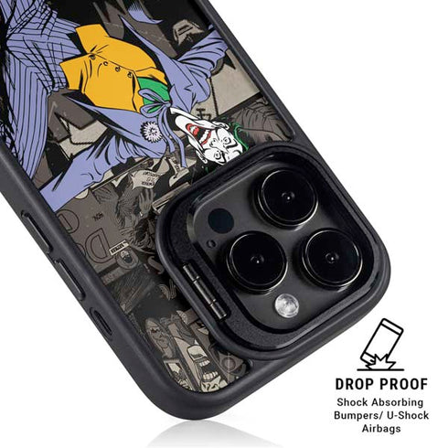 DC Comics The Joker Vintage Action pose pattern iPhone 14 Pro Kickstand Case