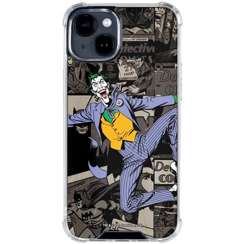 DC Comics The Joker Vintage Action pose pattern iPhone 15 Clear Case