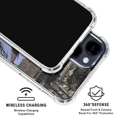 DC Comics The Joker Vintage Action pose pattern iPhone 15 Clear Case